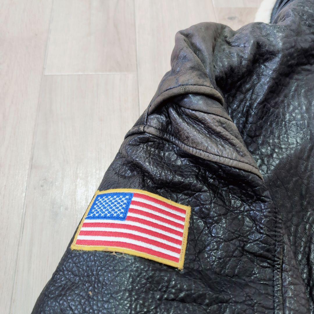 【本革】G-1 A-2 フライトジャケット 2way ボア XL　星条旗　濃茶