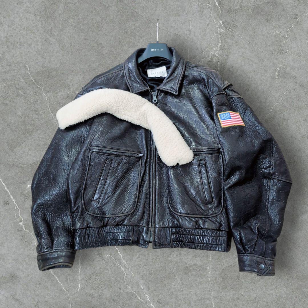 【本革】G-1 A-2 フライトジャケット 2way ボア XL　星条旗　濃茶