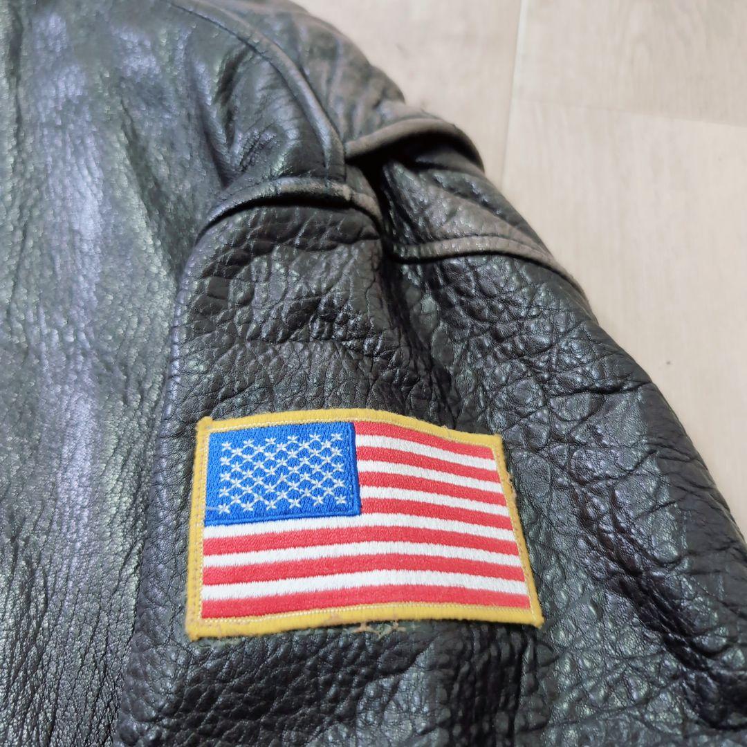 【本革】G-1 A-2 フライトジャケット 2way ボア XL　星条旗　濃茶