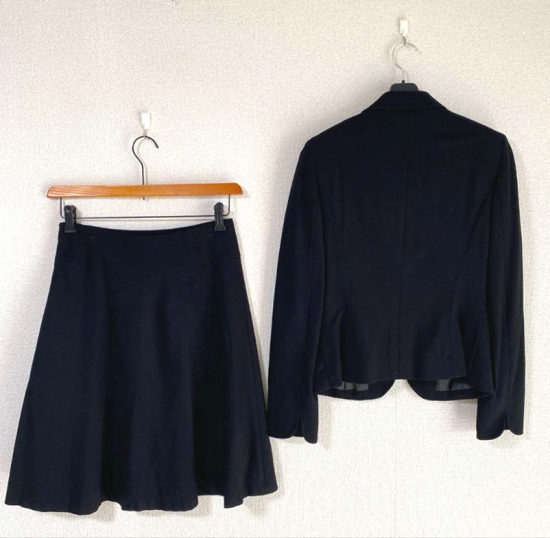 スーツカンパニー スカートスーツ 38 W70 ストレッチ 黒 ブラック DMW