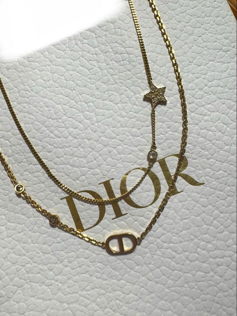 Dior ゴールド ダブルチェーン ネックレス