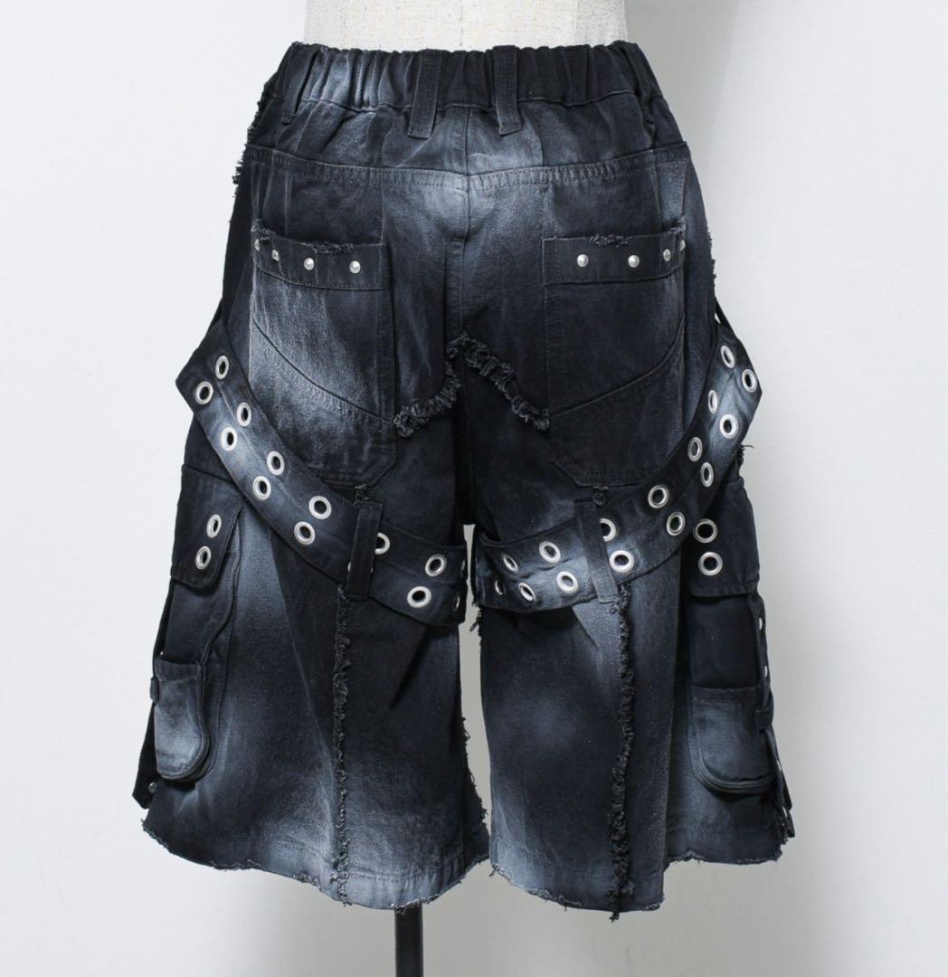 美品 REFLEM/レフレム　顔料加工デニムハーフパンツ　ブラック