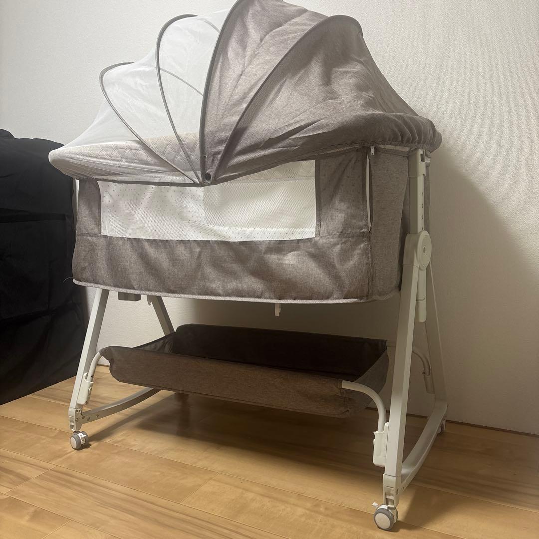 折りたたみ式ベビーベッド グレー　展示品