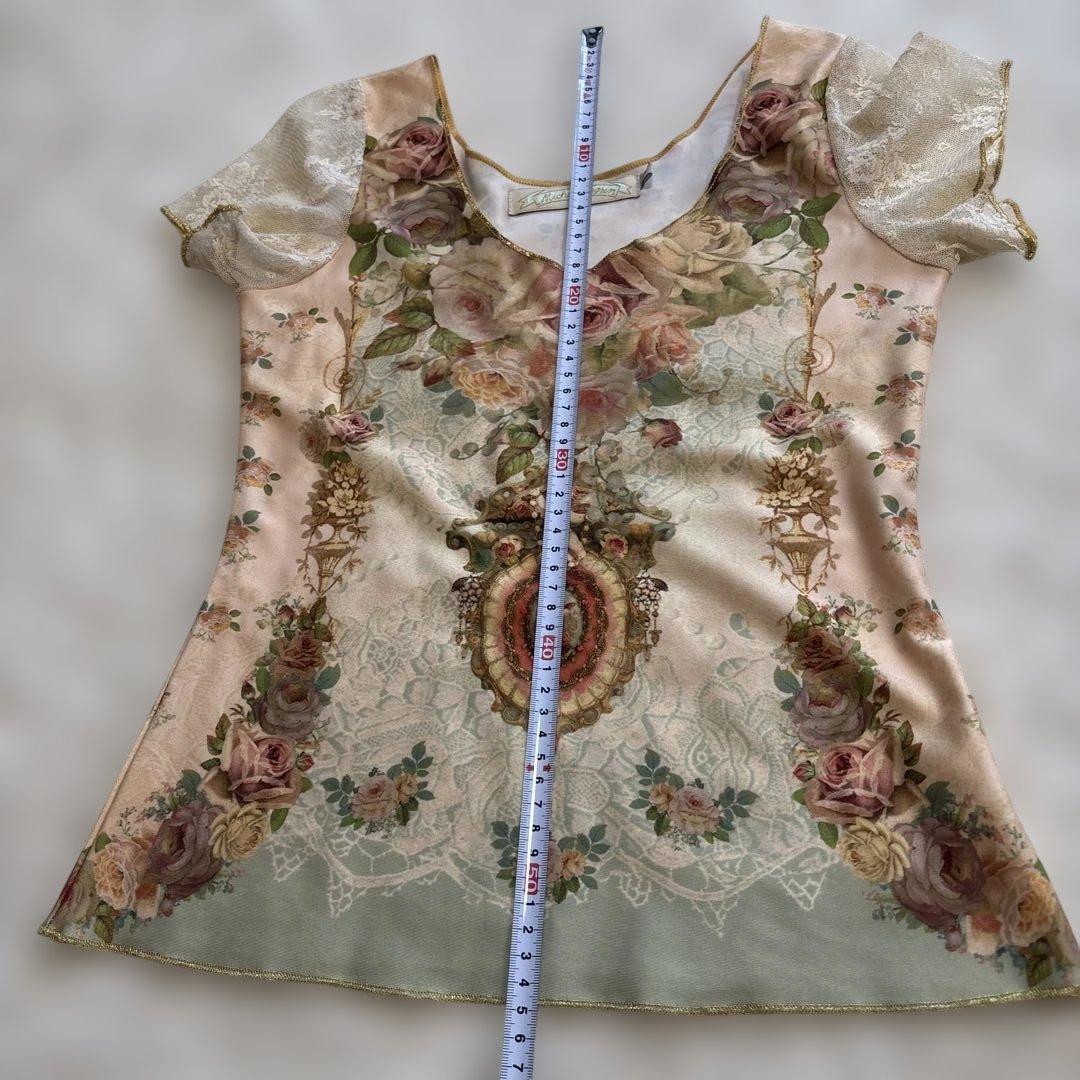 ミハエルネグリン 花柄レース付き半袖チュニック Mサイズ