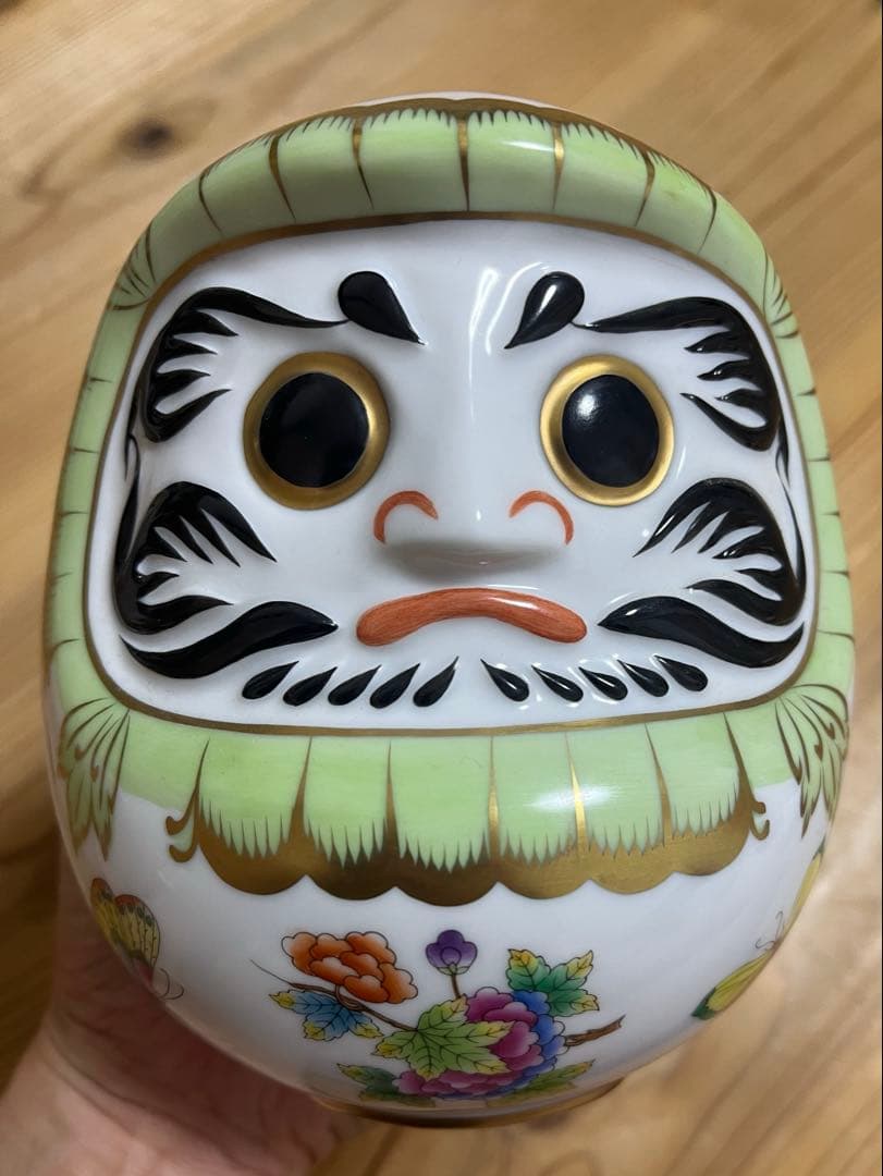 ヘレンド 陶器 ダルマ 縁起 ヴィクトリアブーケ 台座 ケース付