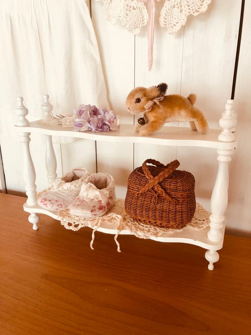 フランス　アンティーク　ナポレオンシェルフ　小さめ　ホワイト　シェルフ