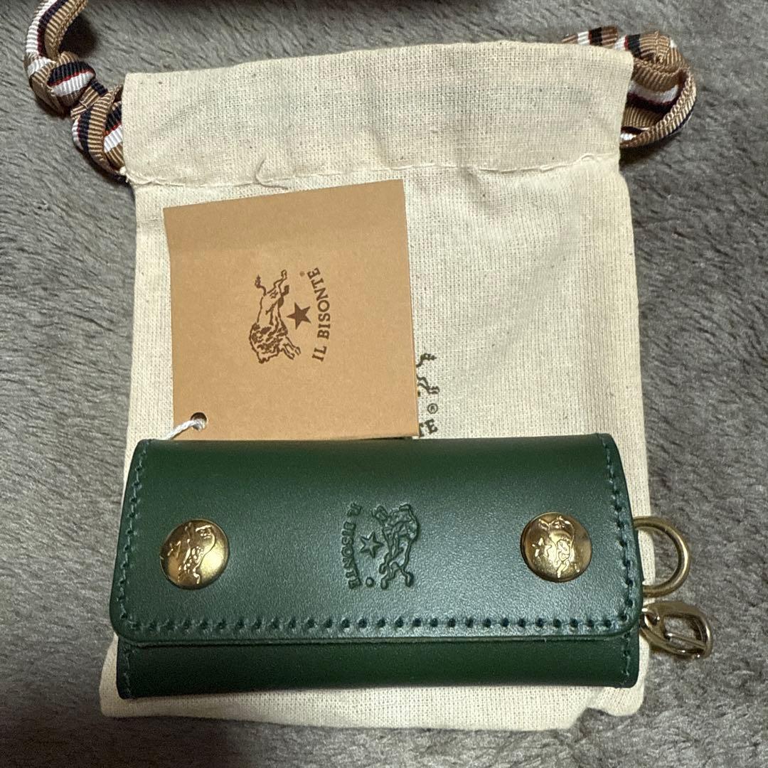 IL BISONTE グリーンレザー キーホルダー・キーケースセット