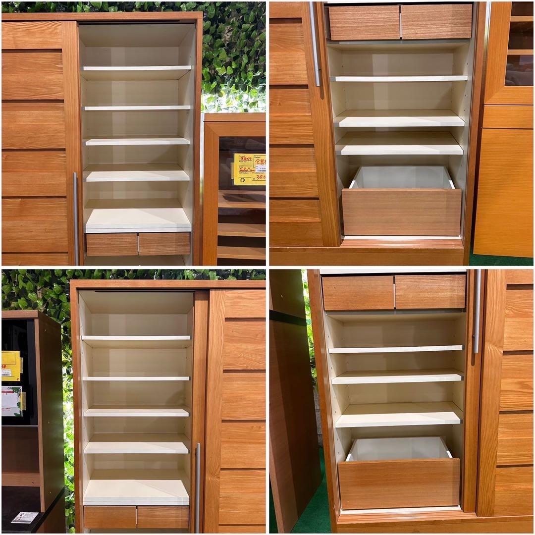 キッチンボード 食器棚 大容量収納 ファミリータイプ 木目調 F044