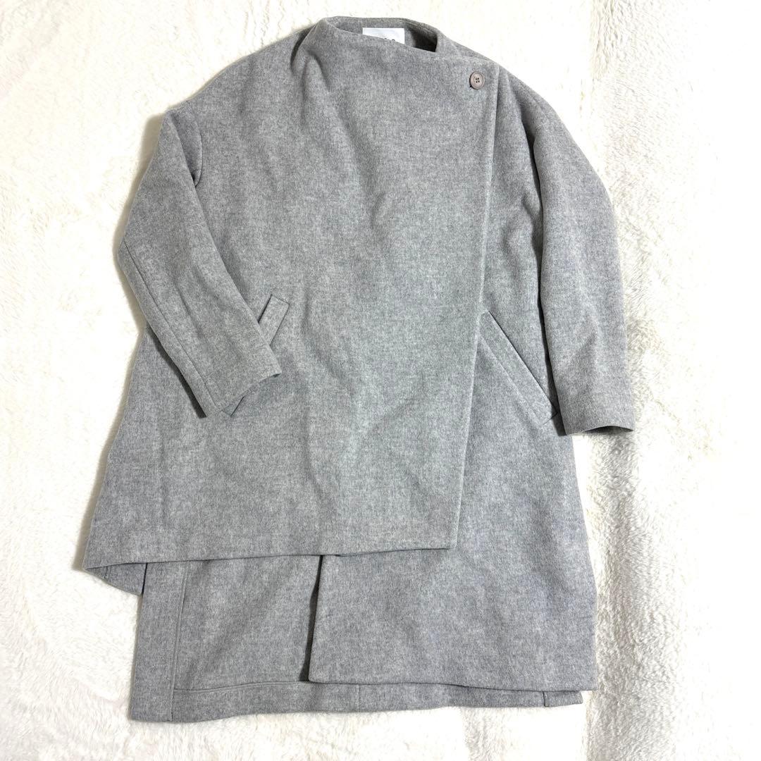 美品✨エンフォルド　カシミヤ混　ラムウール　ストールコート　変形　ダブルフェイス