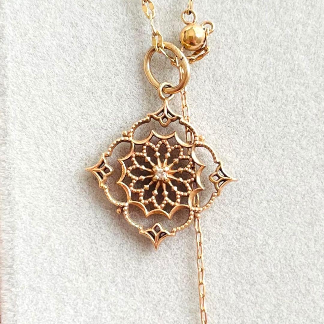 agete K10 アラベスクダイヤ　ロングネックレス　2WAY仕様