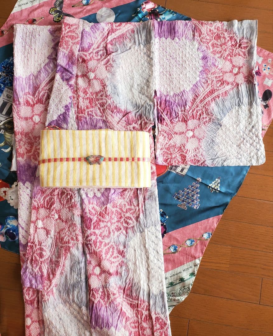 ■有松鳴海絞り 浴衣 ピンク