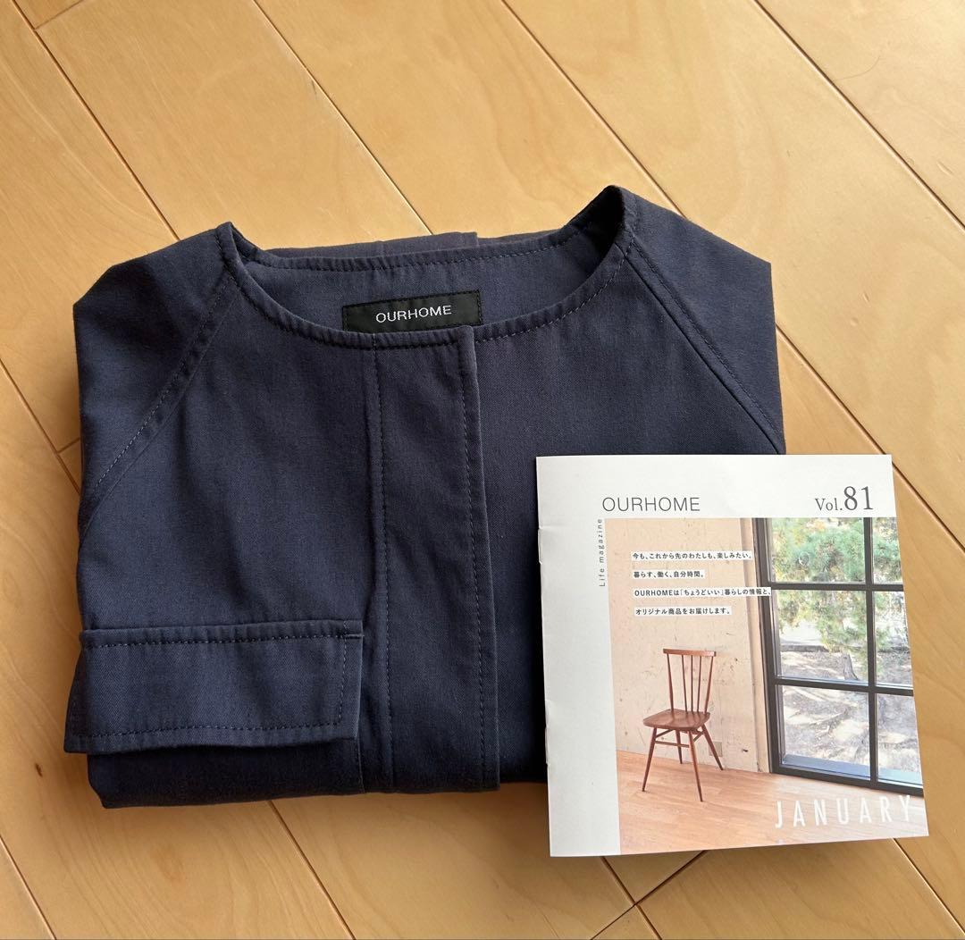 our ツイル素材のサファリジャケット　ネイビー