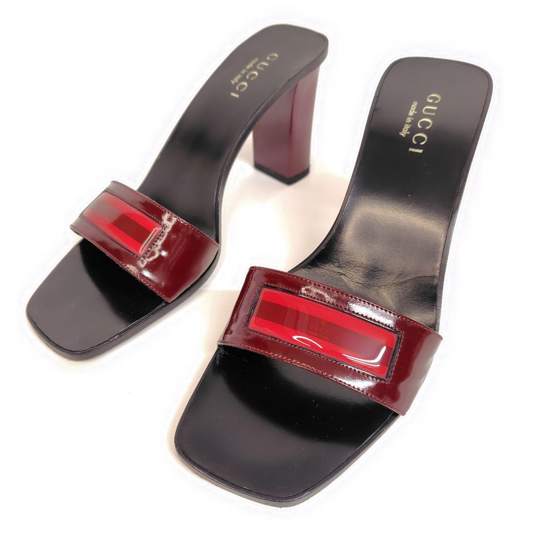 ★美品★GUCCI グッチ ヒールサンダル 25cm ミュール 8B チャンキー