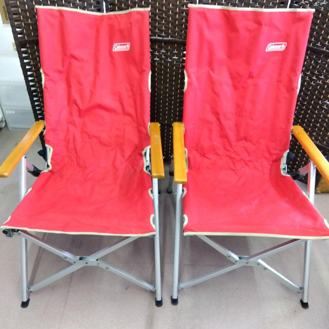 《Colemanコンパクトクッションチェア》レッド×ブラック2脚セット