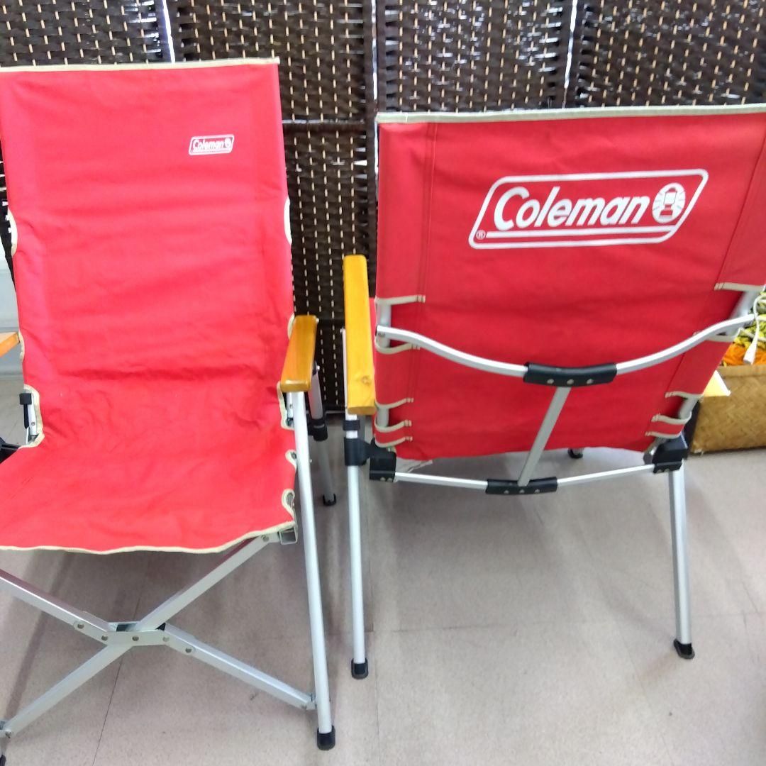 《Colemanコンパクトクッションチェア》レッド×ブラック2脚セット