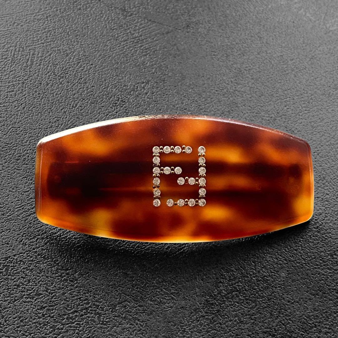 FENDI Logo Rhinestone barretta ロゴ　バレッタ