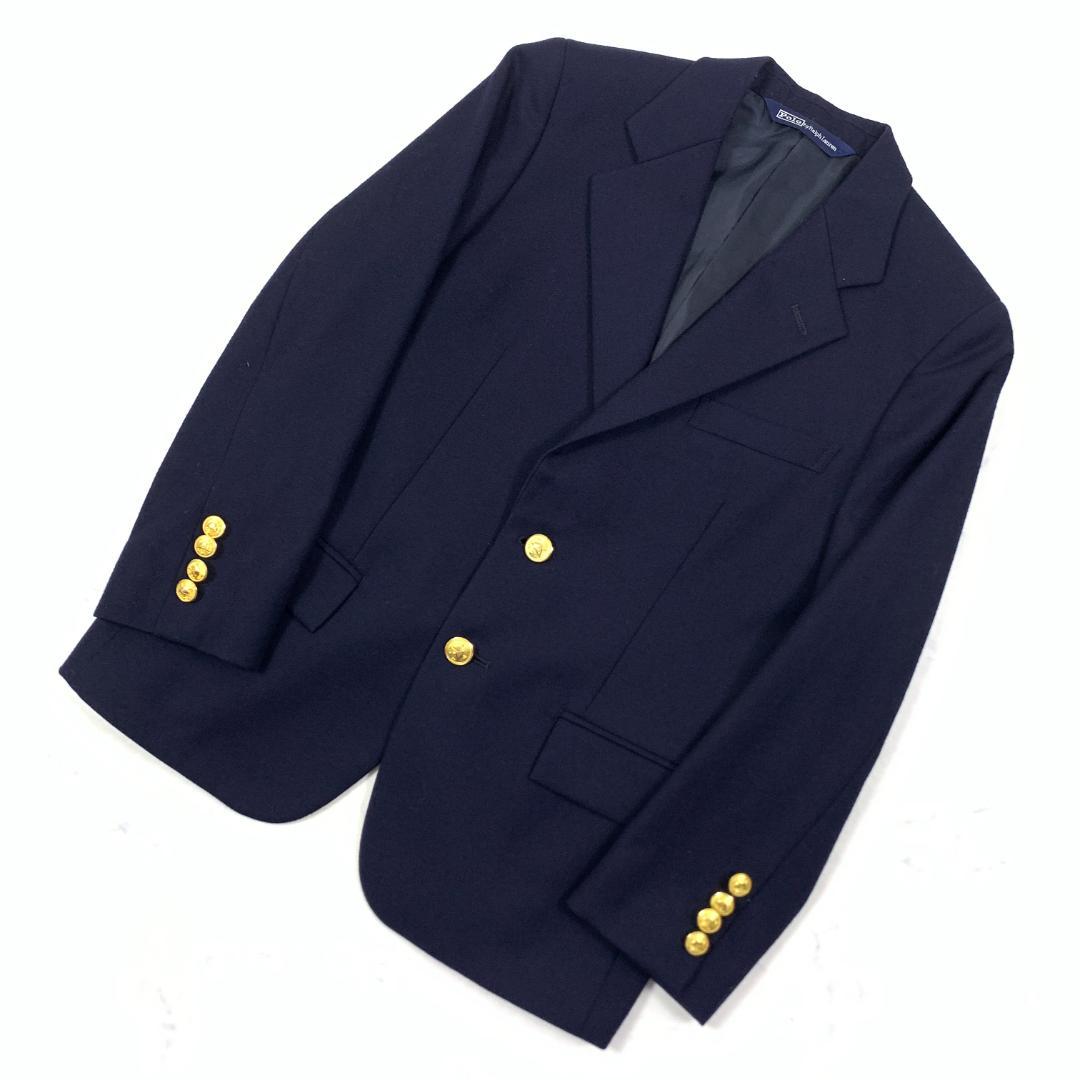 LA8765 ポロバイラルフローレン パンツスーツ 紺色 ウール100％ 140