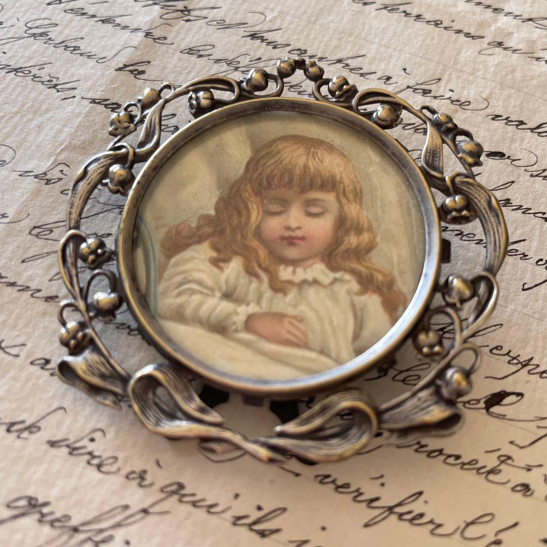 フランスアンティーク　純銀　スズランミニフレーム　1900年代