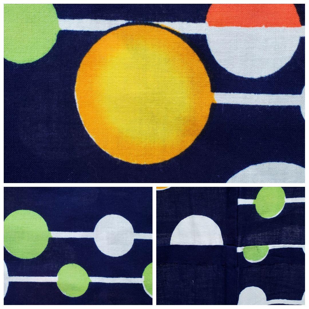 A 美品 浴衣 水玉模様 紺色 マルチカラー 綿 夏物 着物