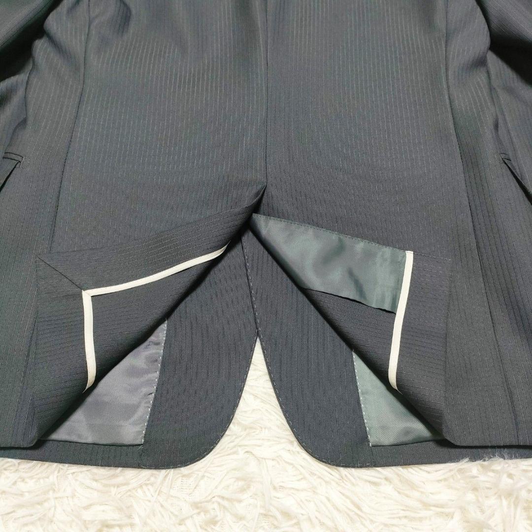 パーソンズ　光沢感　3ピース　スーツ　シングル　2B　背抜き　グレー　メンズ