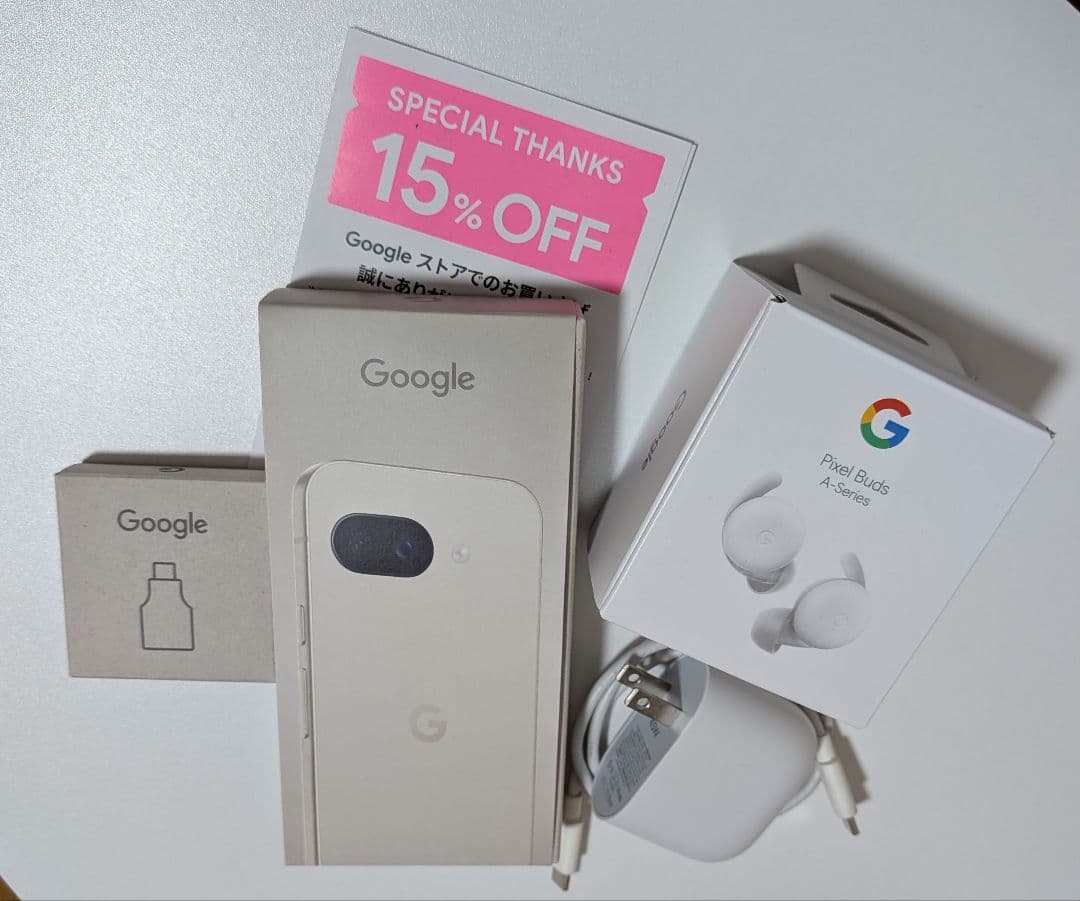 【ほぼ未使用】 Google Pixel9a おまけイヤホンと電源アダプタも