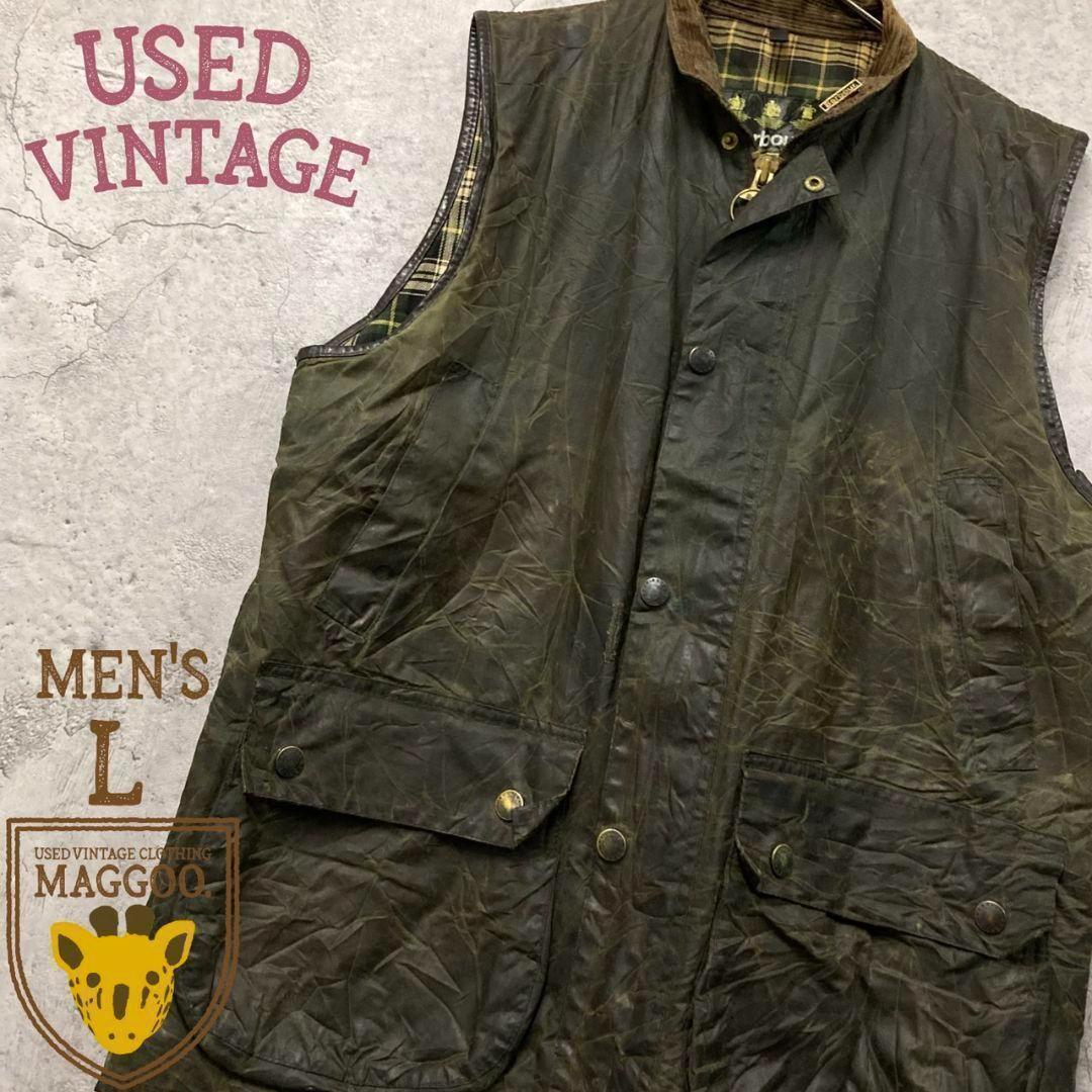 90sUK古着【バブアー ウエストモーランド オイルドベスト】メンズL
