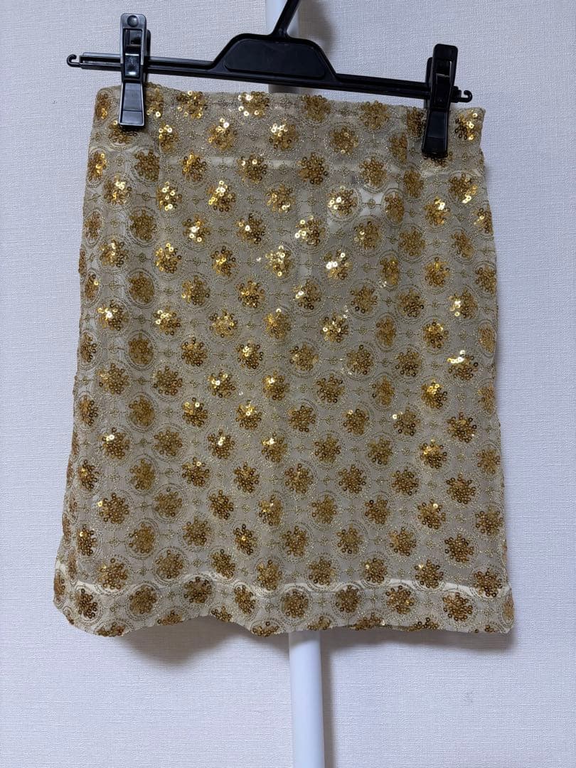 tricot COMME desGARCONS花柄レースミニスカート ゴールド