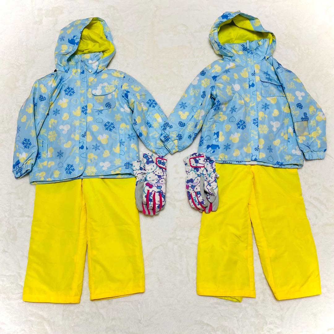 【双子/お揃い】ディズニースキーウェア 110cmハローキティグローブ2セット