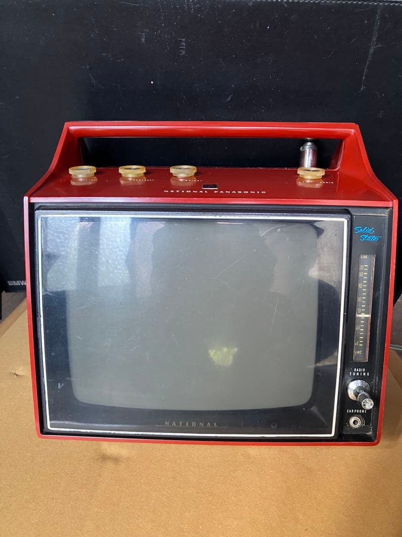 ナショナルトランジスタテレビ 昭和レトロ ブラウン管 赤（ラジオチューナー付）