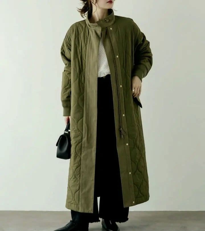 Pual ce cin 異素材MIXモッズコート キルティングコート ロング