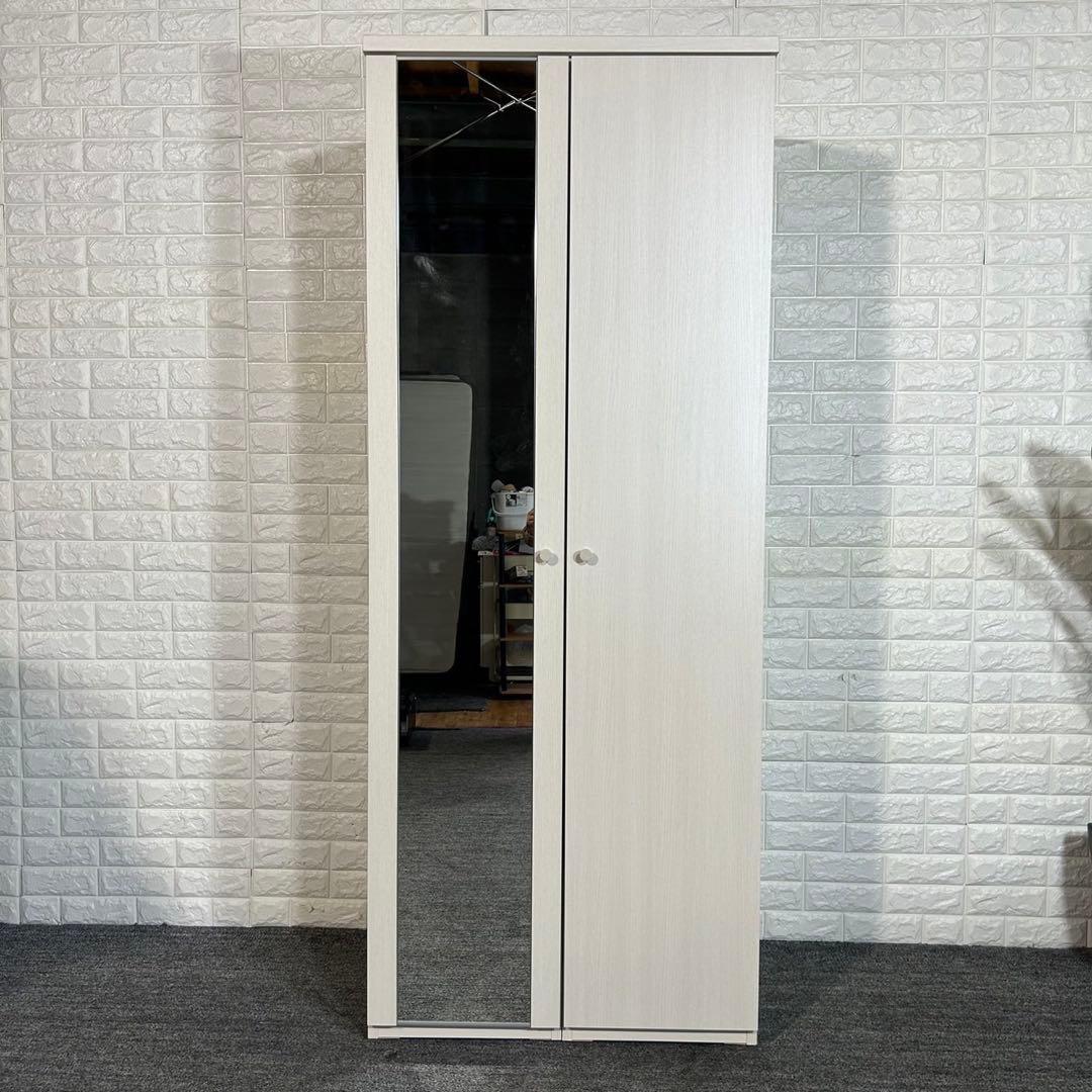 ニトリ ワードローブ クエスT 幅80cm ミラー付き 衣類収納 I022