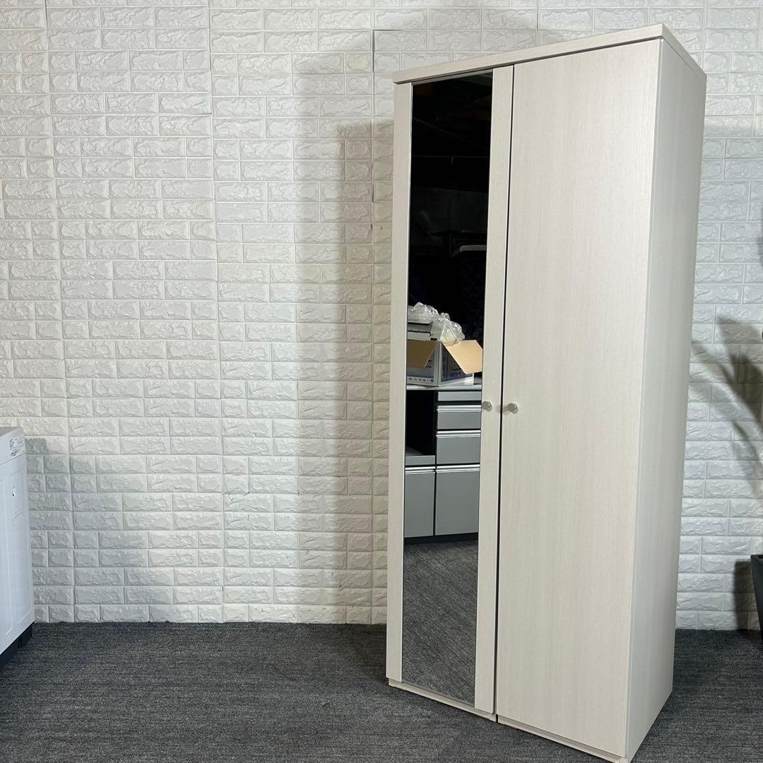 ニトリ ワードローブ クエスT 幅80cm ミラー付き 衣類収納 I022