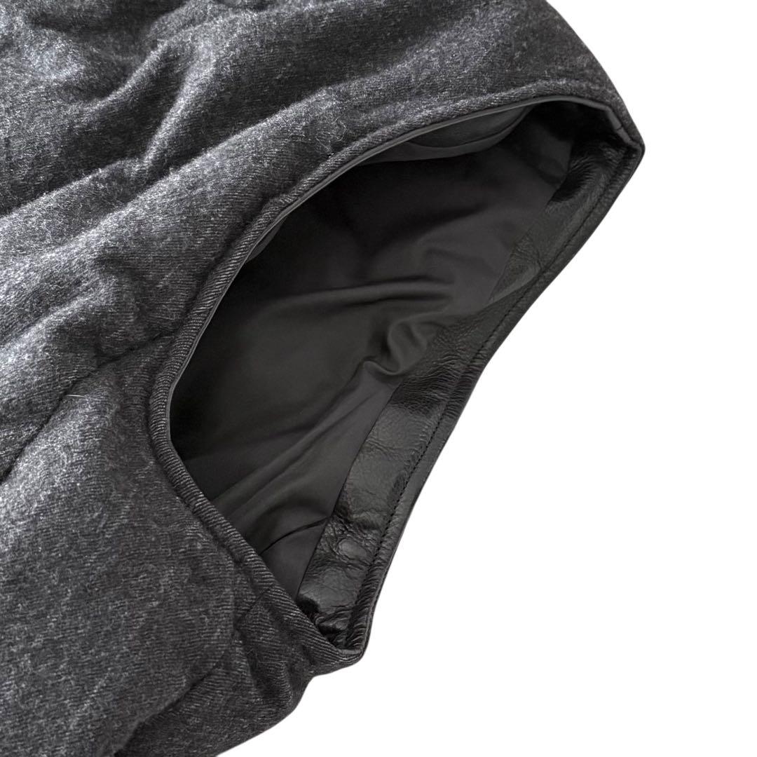 ISAMU KATAYAMA BACKLASH ダウンベスト ウールレザーコンビ