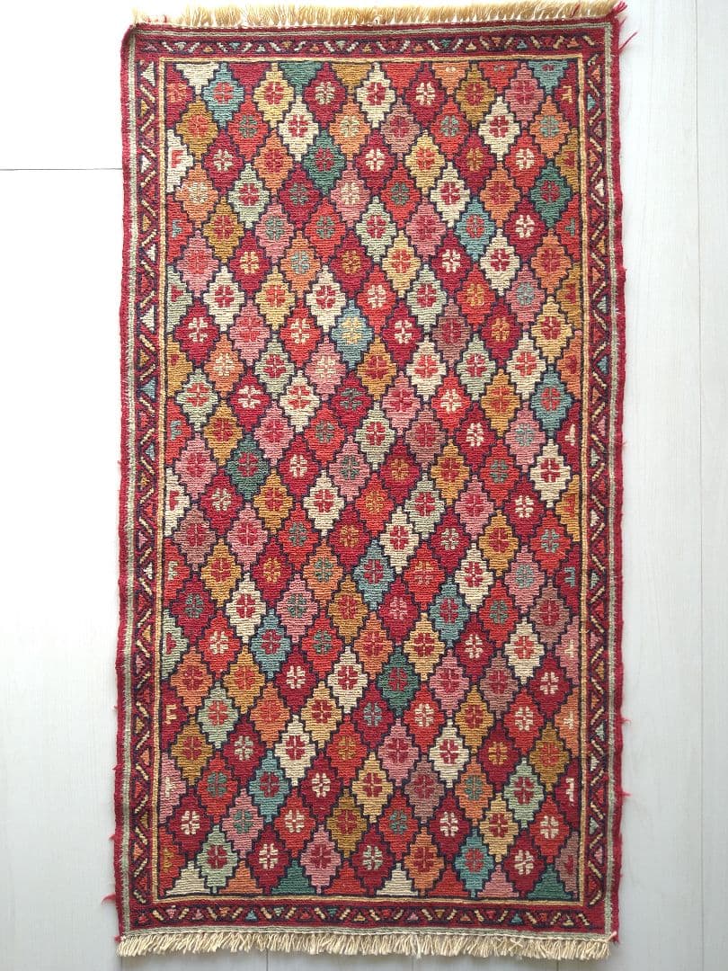 スマック織り キリム 95×52cm スモールジグザグダイヤ柄 ペルシャ絨毯