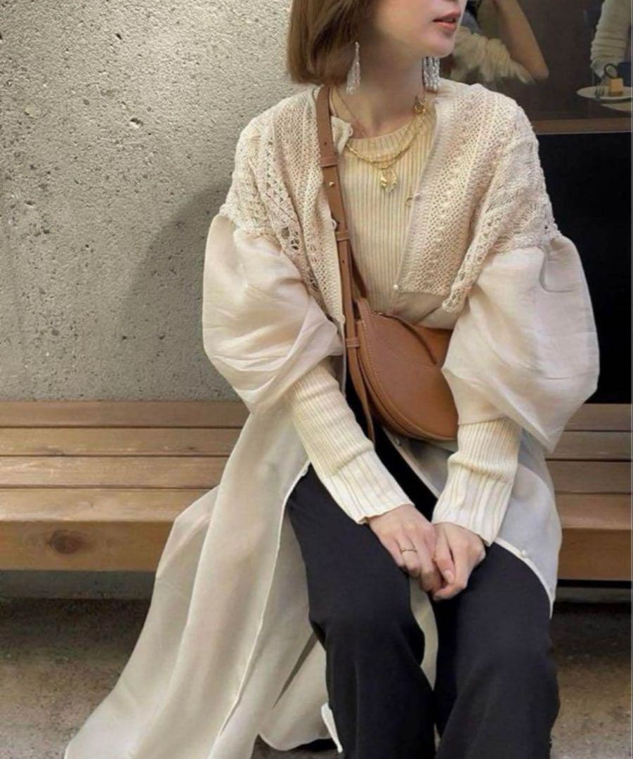 ワンピース cotton lace patchwork docking one piece