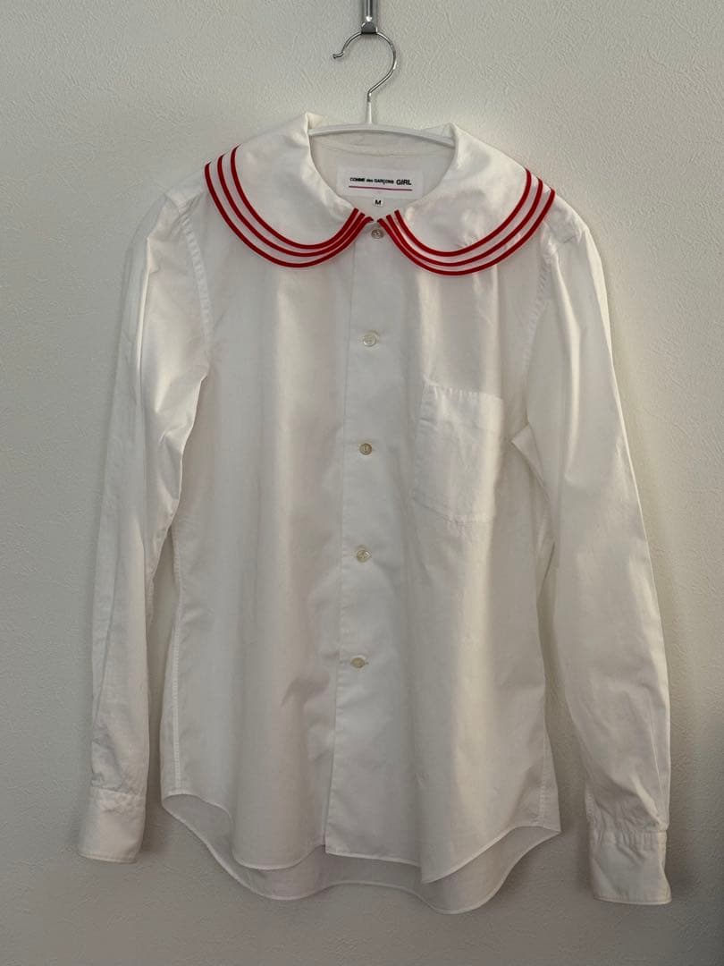 COMME des GARÇONS GIRL パイピング 赤 ブラウスM