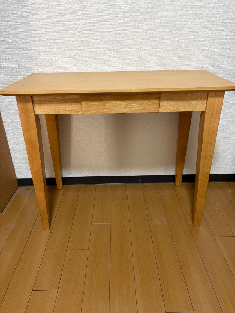 【完成品・送料込】木製スリムデスク 幅90㎝ 引出し付き たのメル便