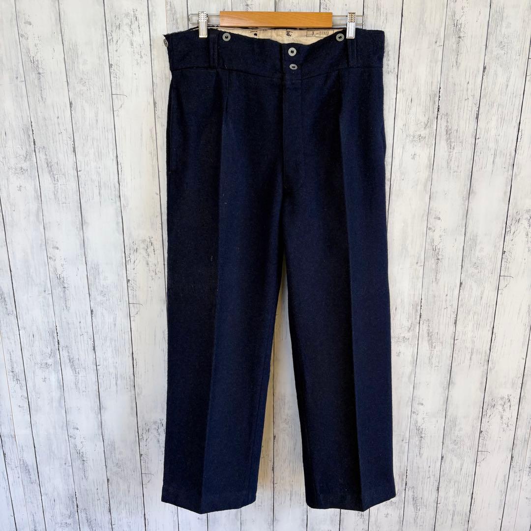 30s ヴィンテージ フランス軍 ウールパンツ メタルボタン ミリタリーパンツ