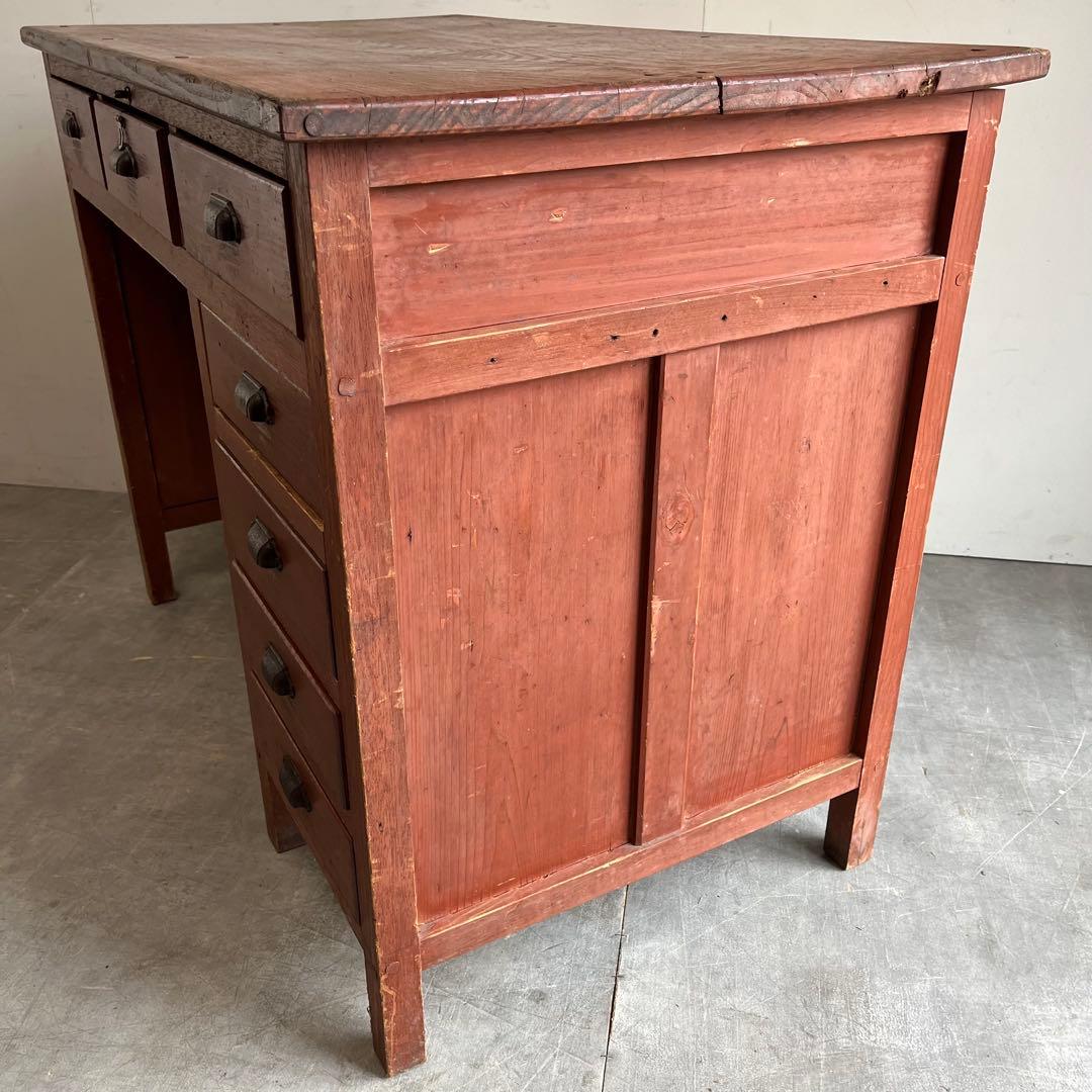 アンティーク 片袖机 デスク テーブル モダン レトロ 無垢材