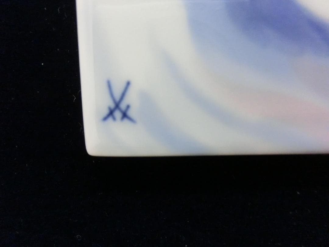 【マイセン】陶板画・金彩色絵人物文