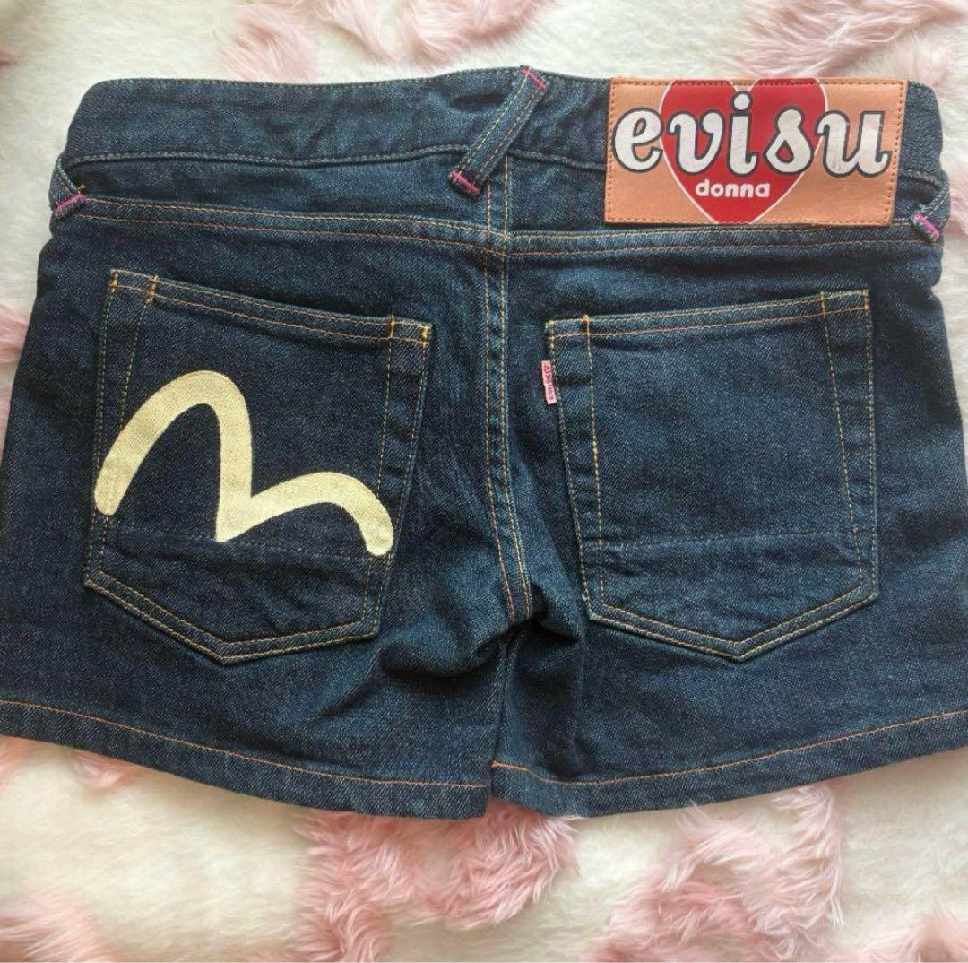 evisu donna ミニショートパンツ ダークデニム