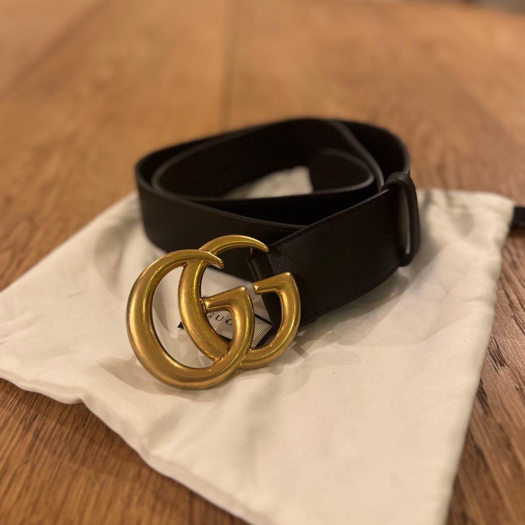 GUCCI グッチ GGマーモント ベルト ゴールド 80・32