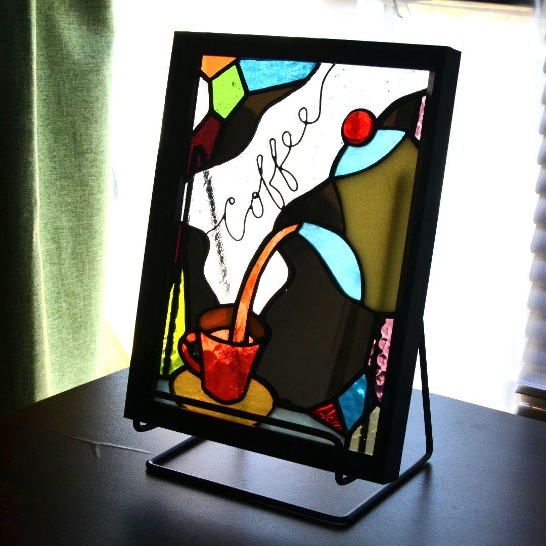 ステンドグラスパネル　美味しいコーヒー