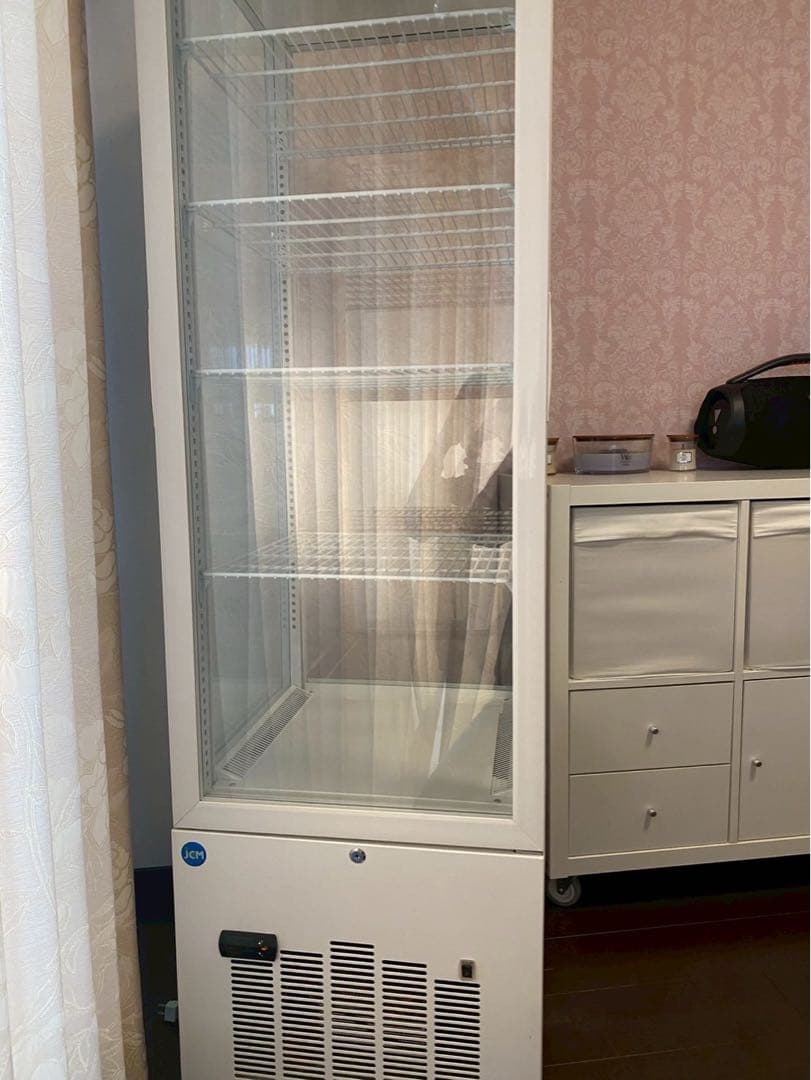 【ぽんすけ】ガラス扉冷蔵庫 ホワイト 4段棚