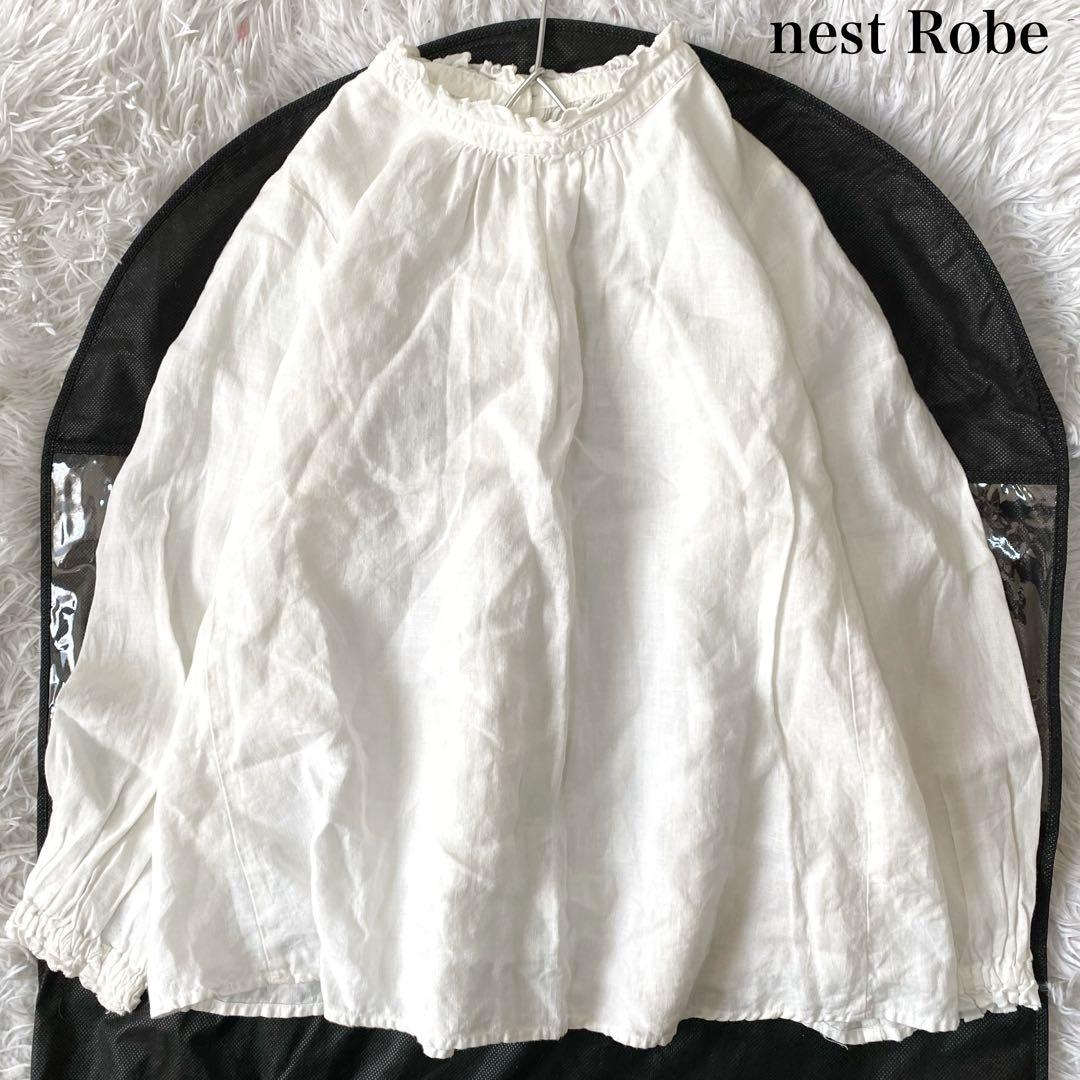 nest Robe 洗える 2way リネンフリルネックブラウス フリーサイズ