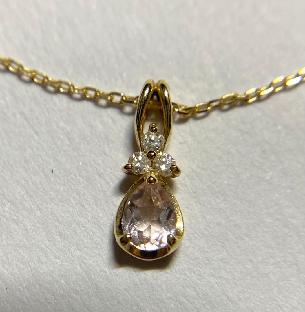 k10 モルガナイト　ダイヤモンド　ネックレス　10金