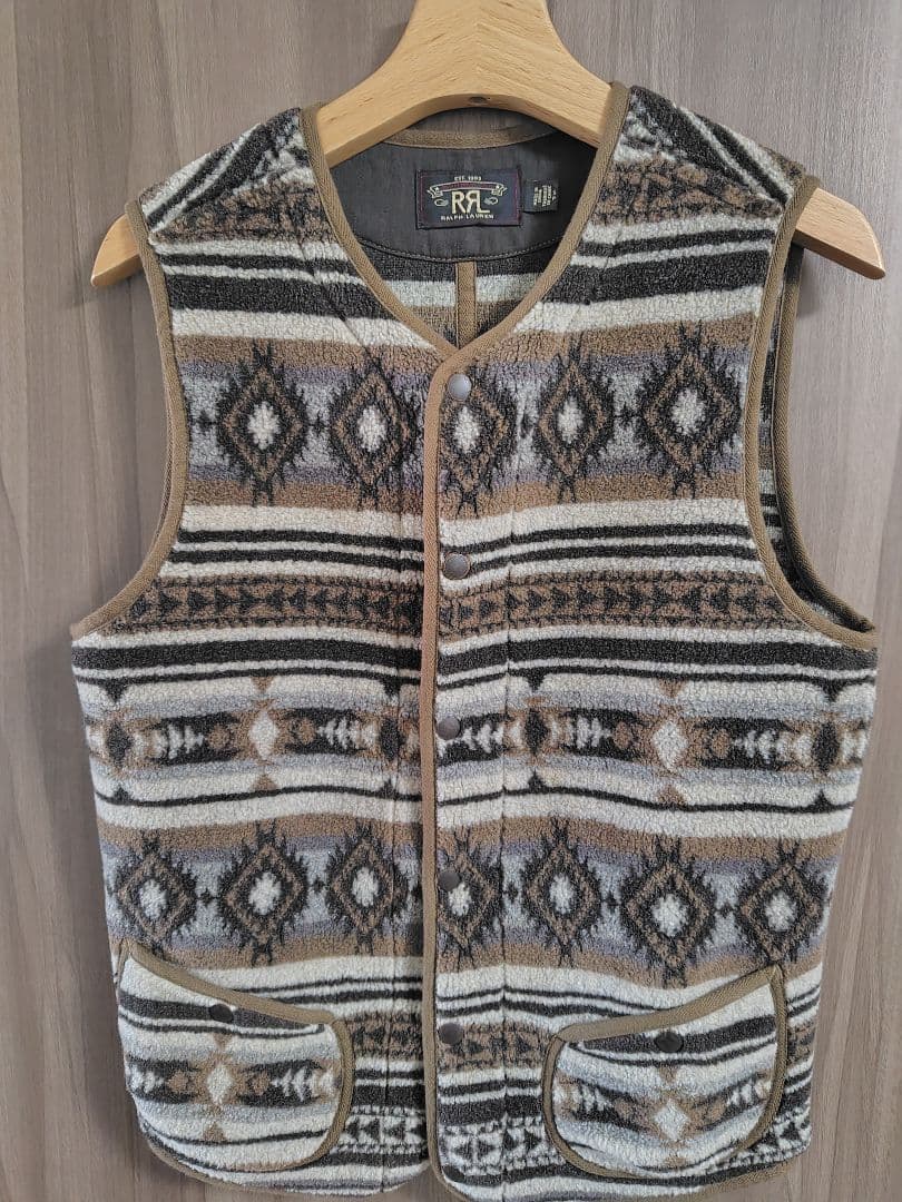 セ*ン様 美品*RRL*ジャカード パイル フリース ベスト *　S　ダブルアー