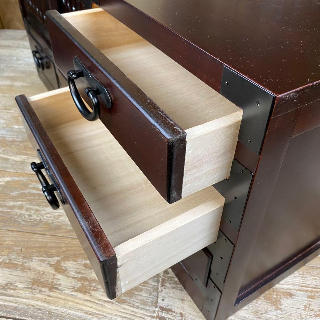 人気再入荷！民芸家具桐材天然無垢和引き戸付きチェスト横長テレビ台飾り棚収納和箪笥