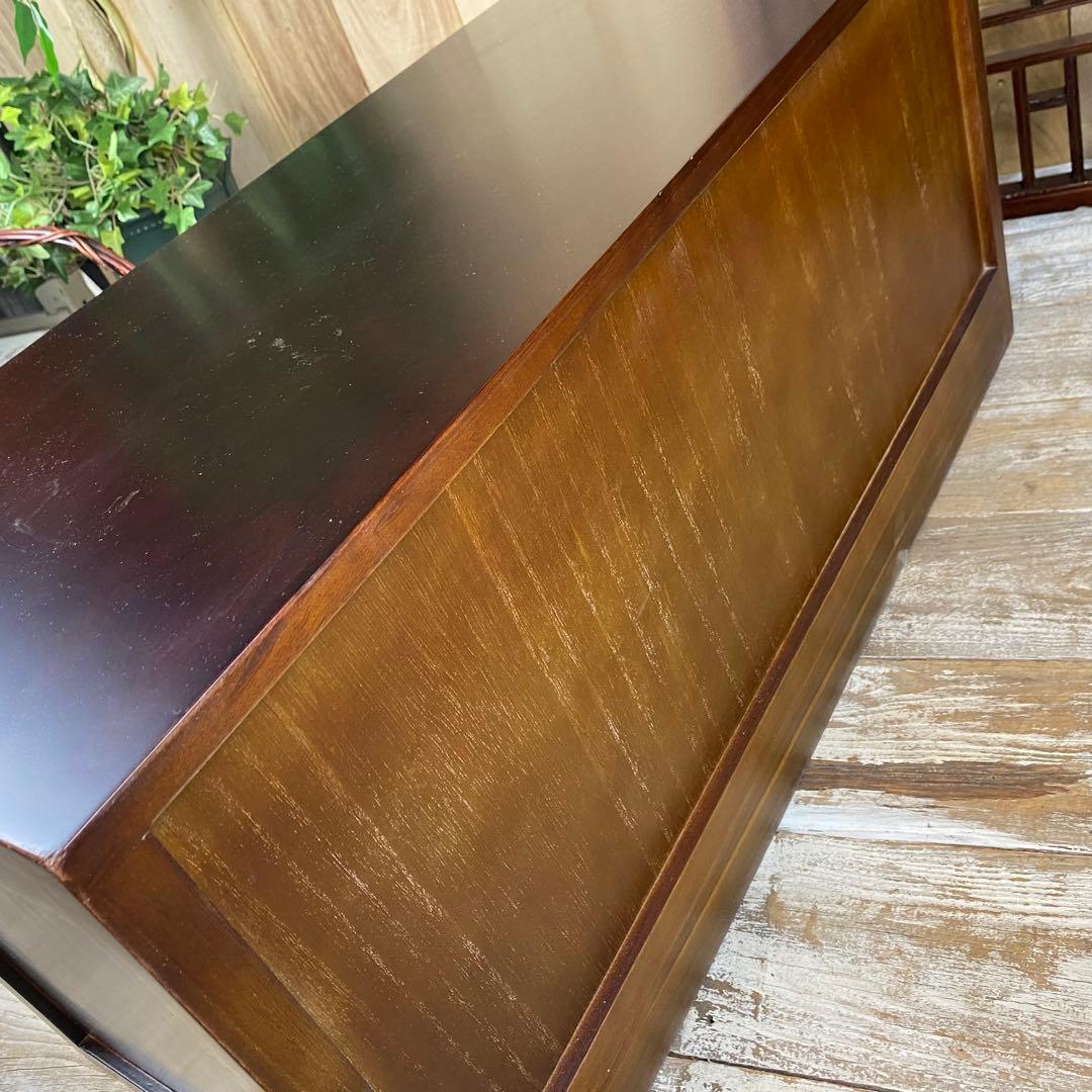 人気再入荷！民芸家具桐材天然無垢和引き戸付きチェスト横長テレビ台飾り棚収納和箪笥