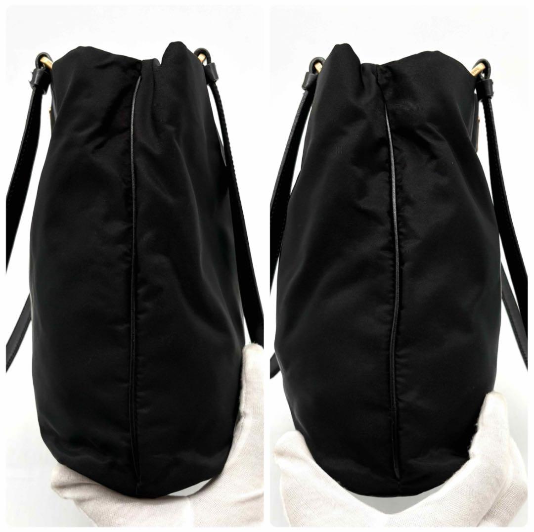 極美品✨プラダ トートバッグ ナイロン レザー 三角ロゴ ゴールド金具 ブラック